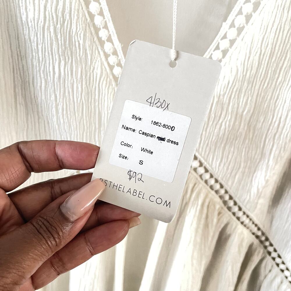 Boho Chic Tunic Peasant Dress Womens Small White Lagenlook Hippie Minimalist - Picture 7 of 9